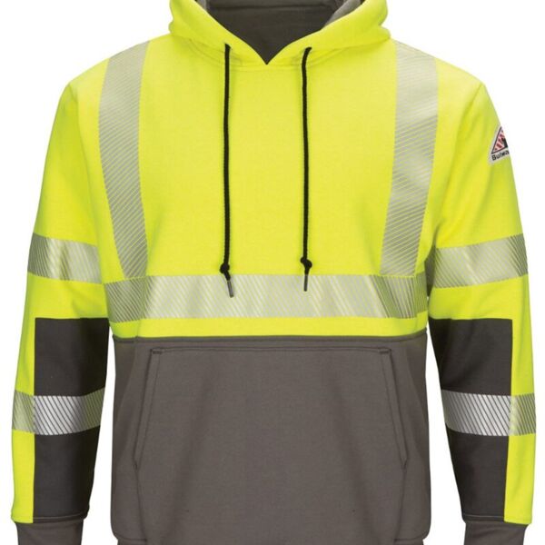 Hi-Visibility Color Blocked Pullover Hooded Fleece Sweatshirt - Tall Sizes Thumbnail